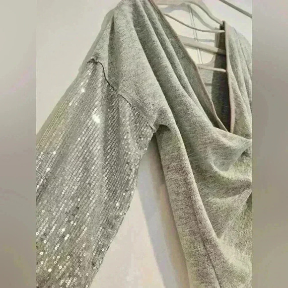 Sequin Sleeve Grey Sweater - Picture 5 of 9